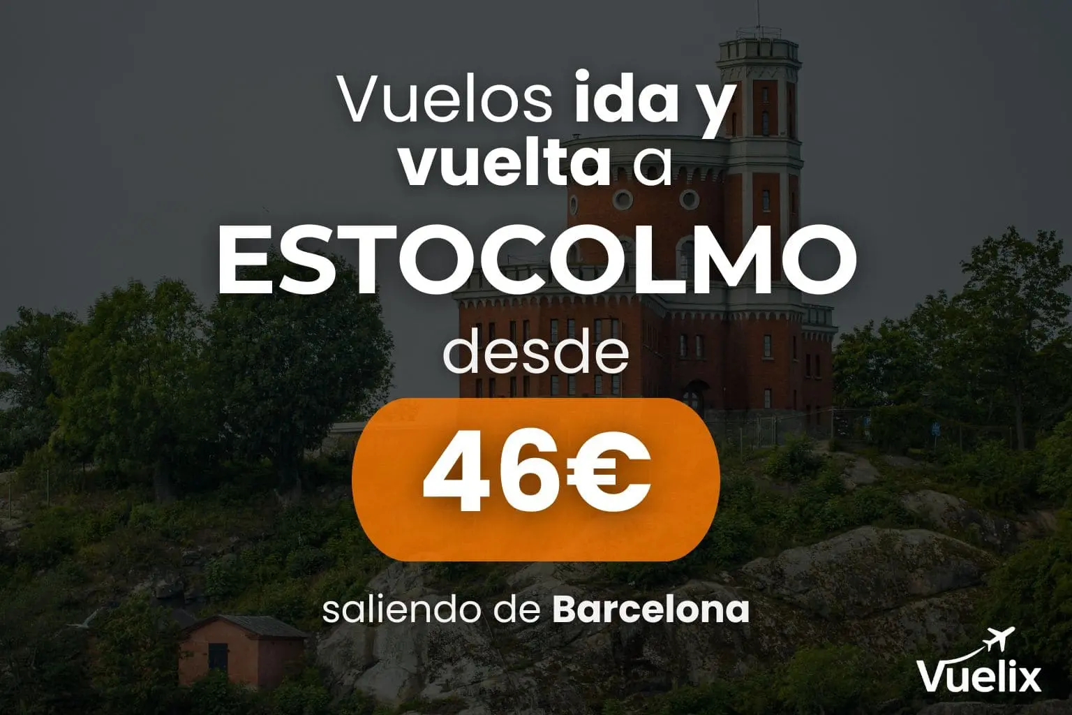 Oferta de vuelo barato a Estocolmo desde Barcelona por 46 € ida y vuelta en noviembre 2025.