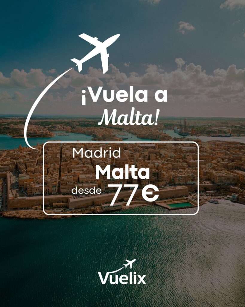 Vuelos baratos a Malta desde Madrid por 77 €.
